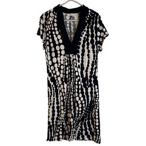 Trina Turk Los‎ Angeles Black and White Modern Print Midi Dress